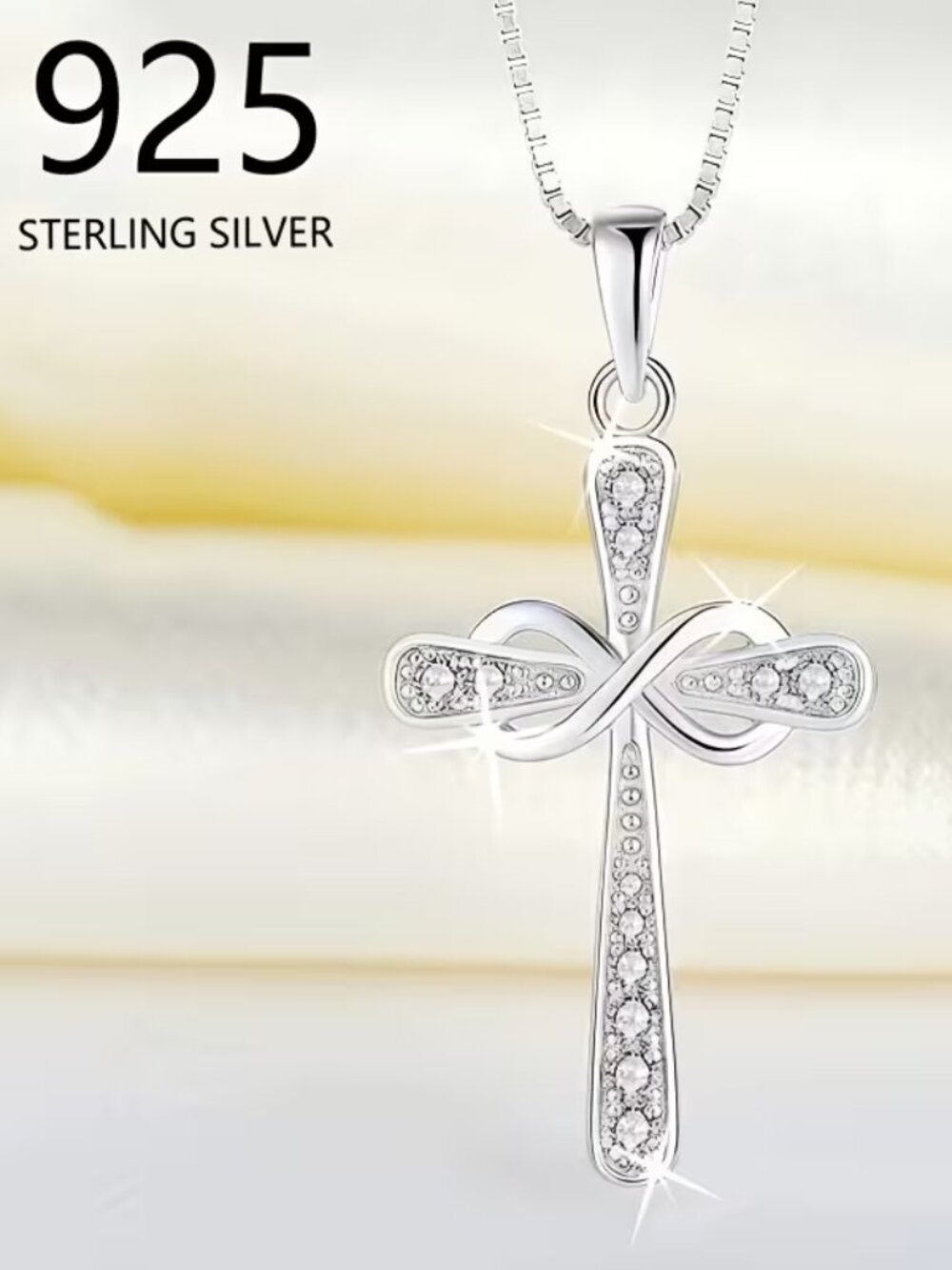 Silver Infinity Cross Necklace - New